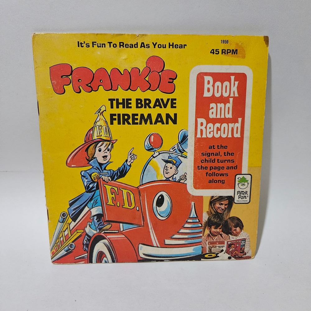 Vintage Frankie The Brave Fireman Peter Pan Book and Record 45 RPM 1959 B Vinyl